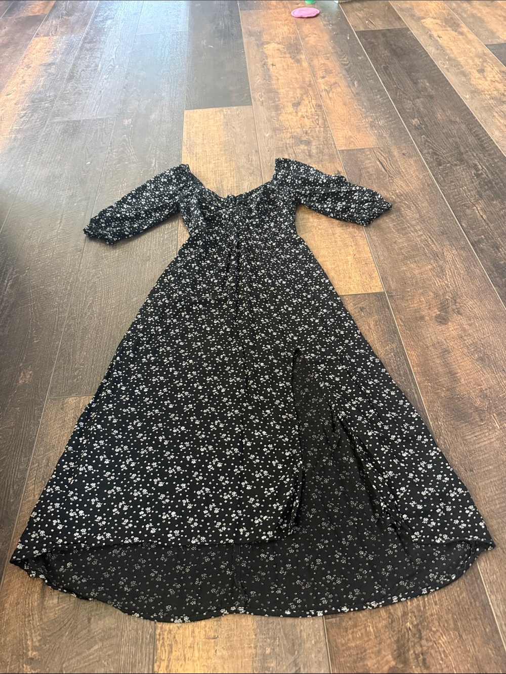 Hollister Black Maxi Dress with White Floral Print